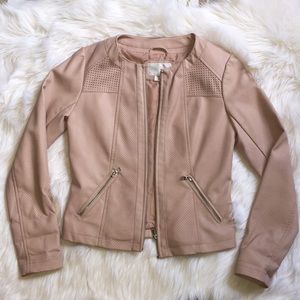 Faux Pink Leather Moto Jacket